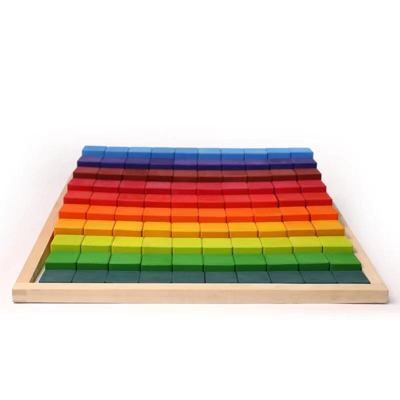 100-Pc Large Stepped Counting Wooden Building Blocks toys