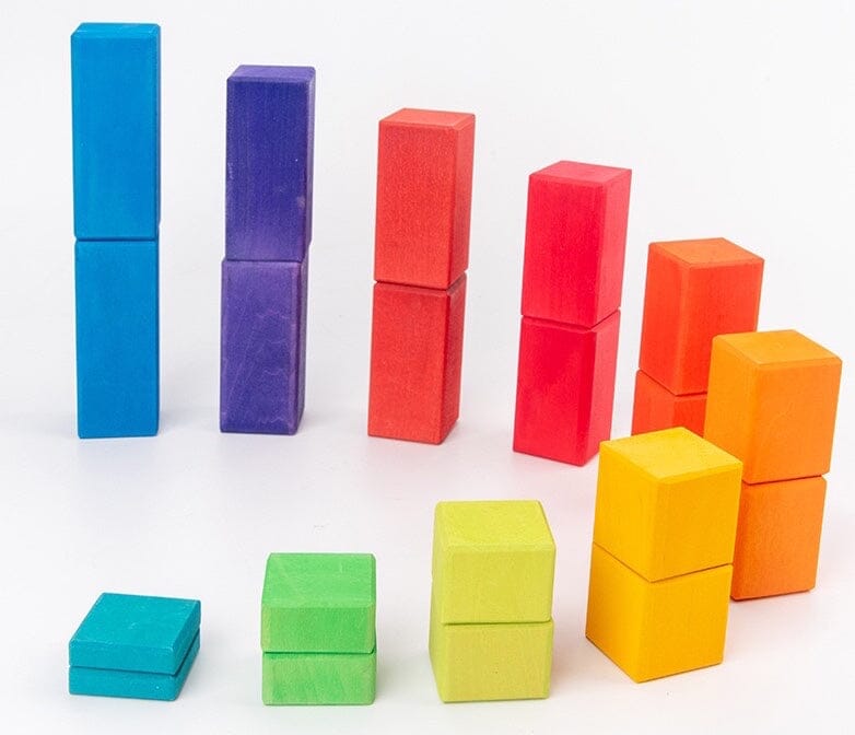 100-Pc Large Stepped Counting Wooden Building Blocks toys