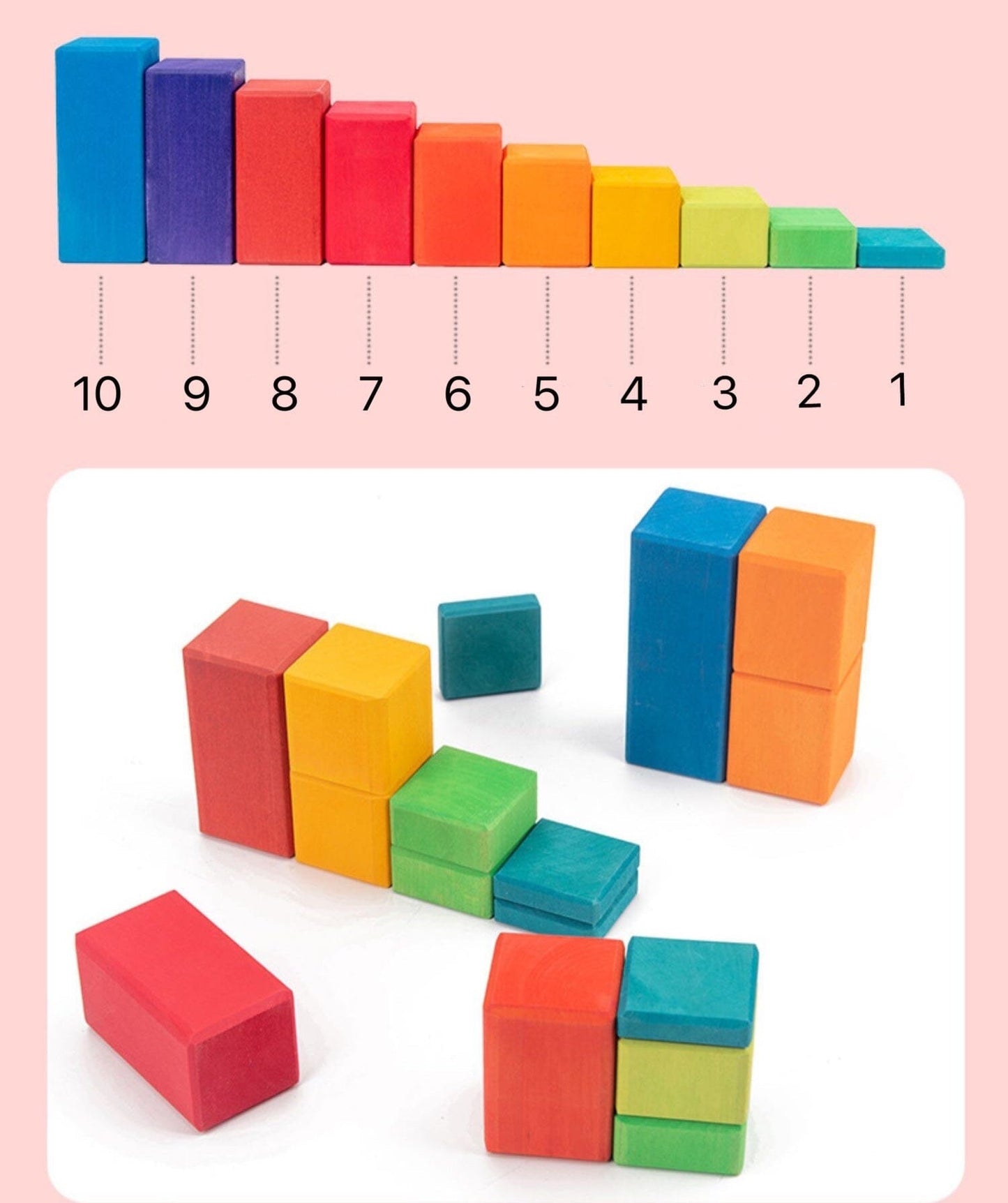100-Pc Large Stepped Counting Wooden Building Blocks toys