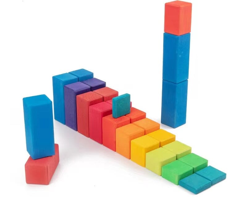 100-Pc Large Stepped Counting Wooden Building Blocks toys
