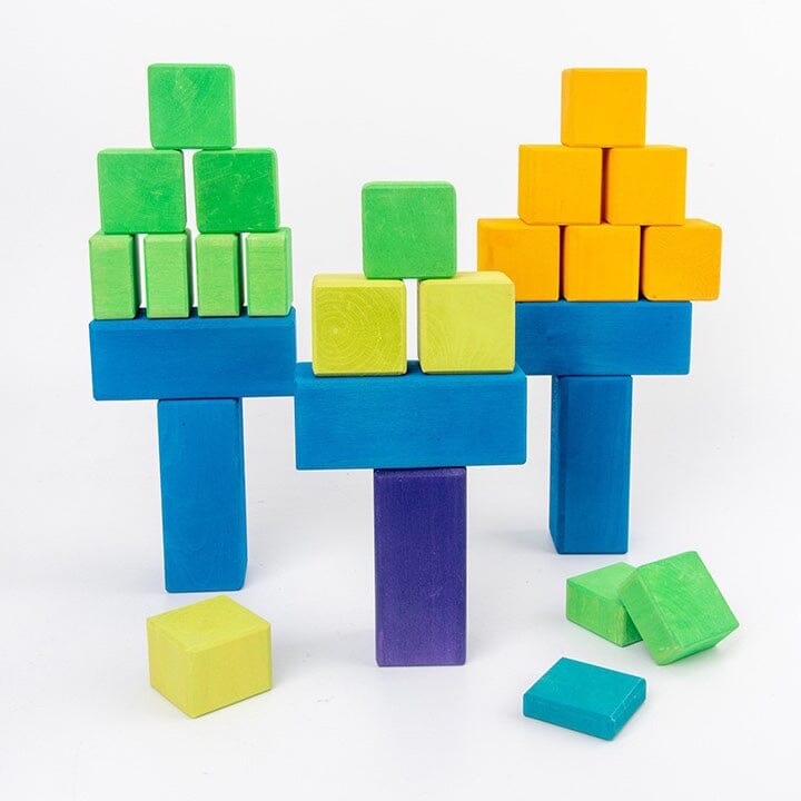 100-Pc Large Stepped Counting Wooden Building Blocks toys