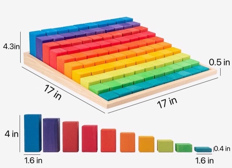 100-Pc Large Stepped Counting Wooden Building Blocks toys