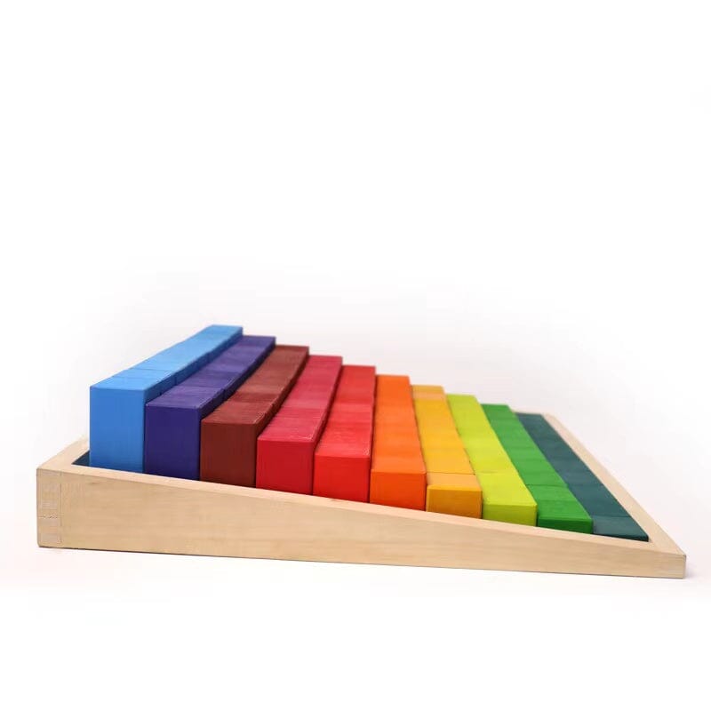 100-Pc Large Stepped Counting Wooden Building Blocks toys