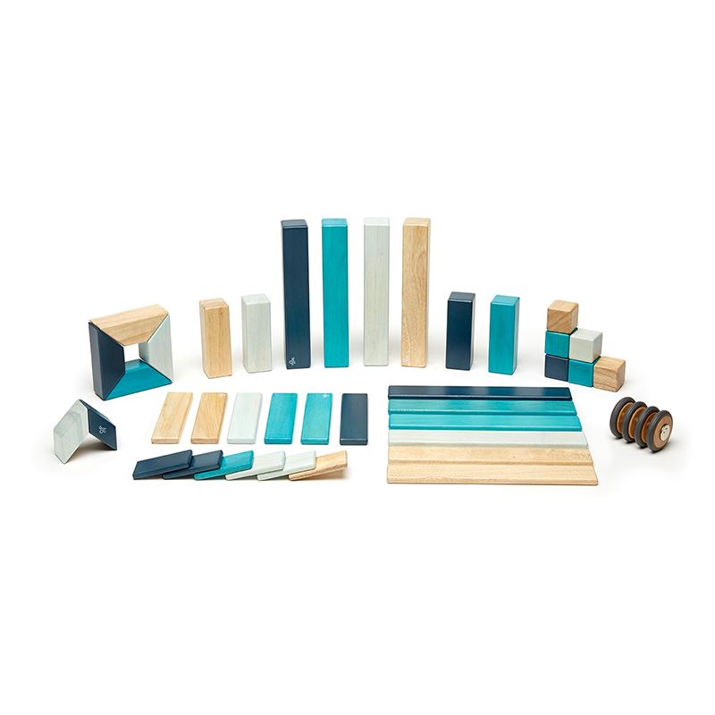 42-Piece Set Magnetic Wooden Blocks Tegu Classics Blues
