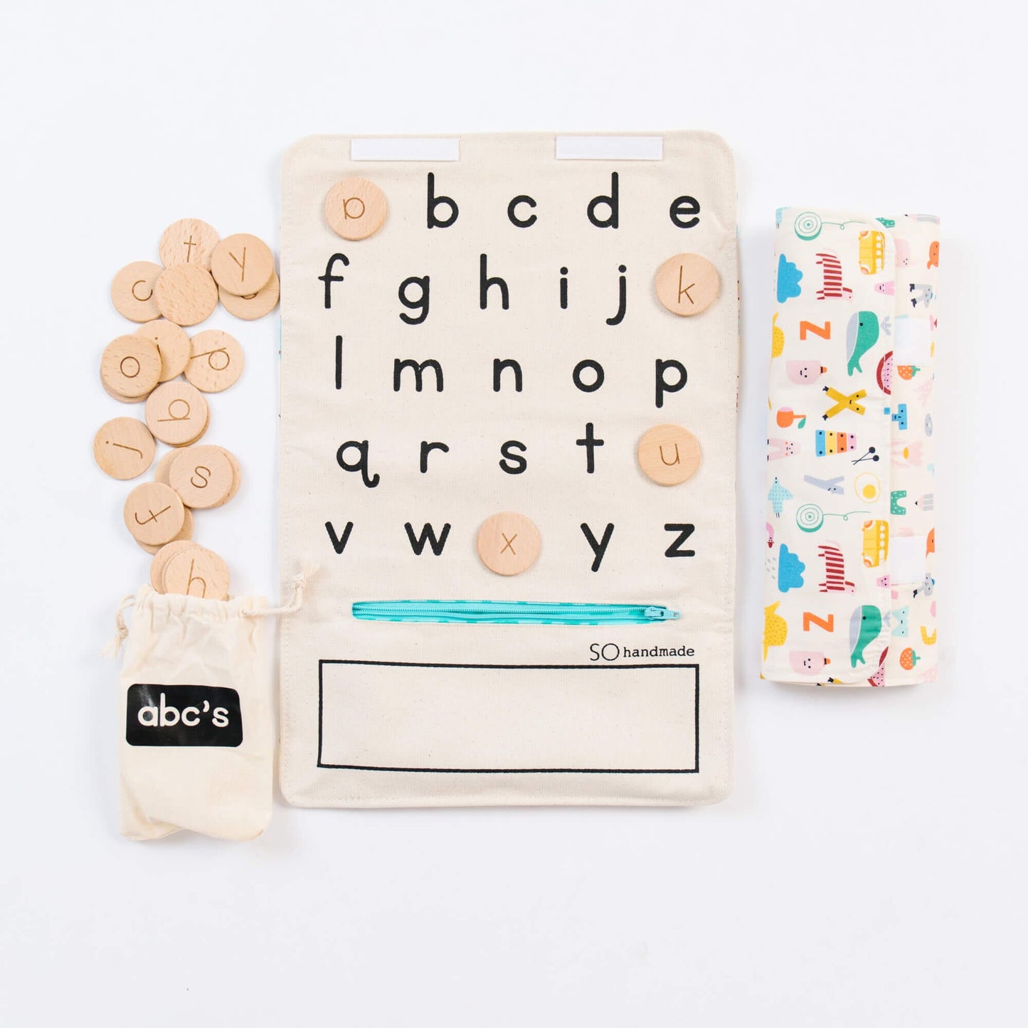 Alphabet Learning Toy: Montessori Letters Matching Game Playmat Add Wooden Lowercase Alphabet