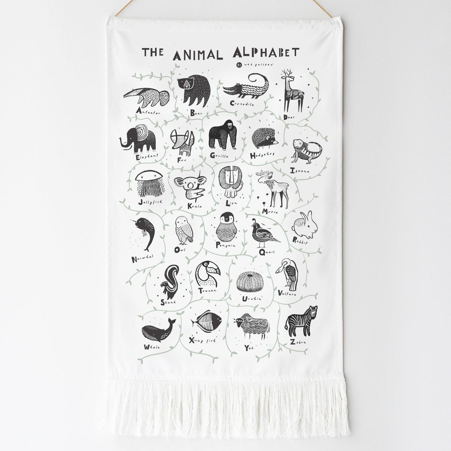 Animal Alphabet Printed Tapestry Decor