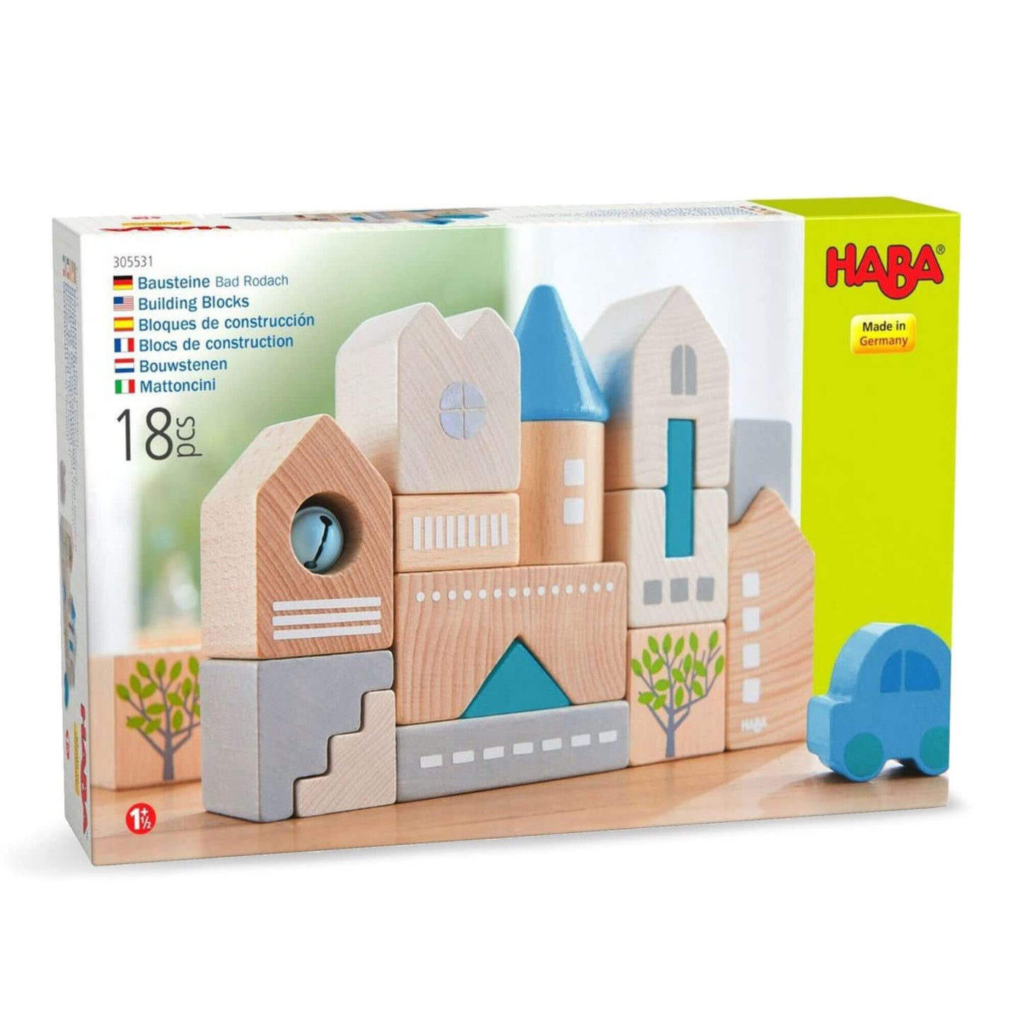 HABA USA - Bad Rodach 18 Piece Wooden Building Blocks