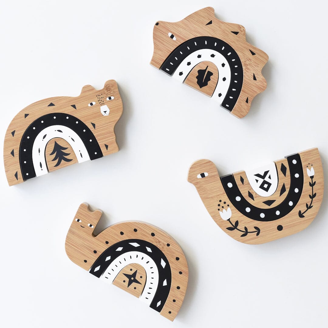 Bamboo Nesting Hedgehog Wooden Toys