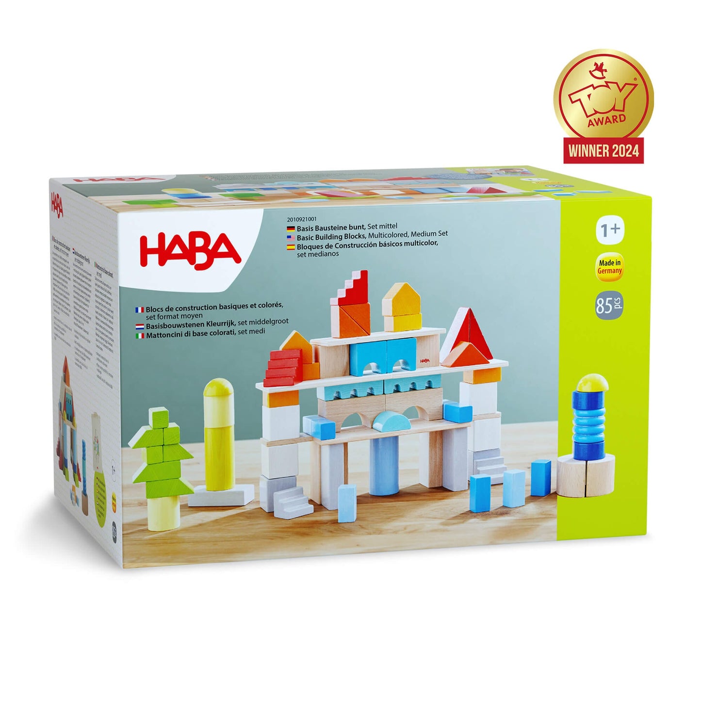 Colored Wooden Building Blocks - 85 Piece Set Architectural Blocks