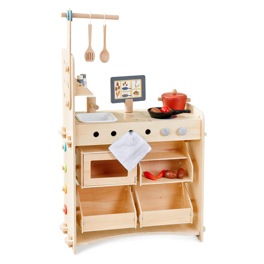 HABA USA - Creative Play 3 in 1 – Play Kitchen, Store & Workshop
