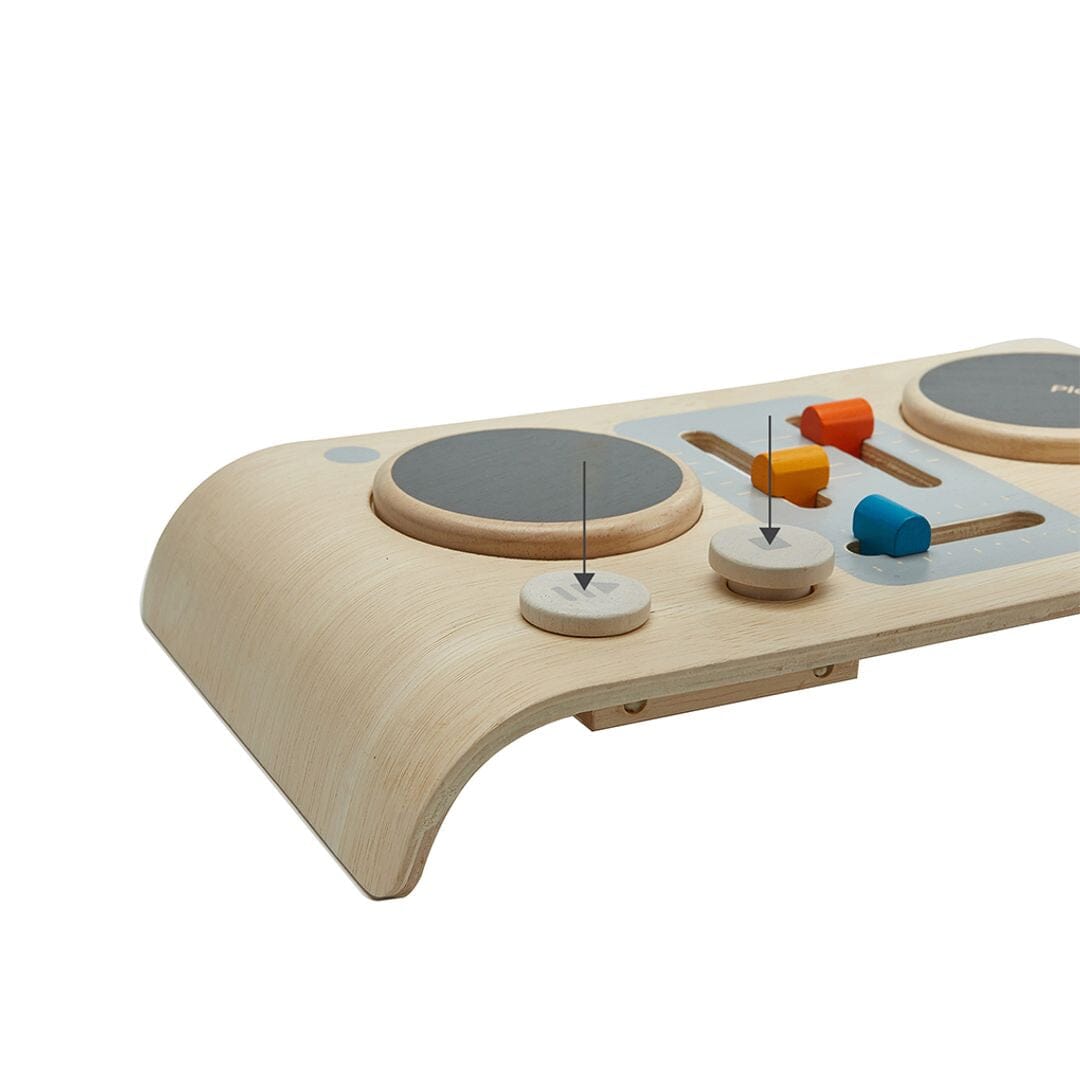 CU knobs on Plan Toys DJ Mixer Board