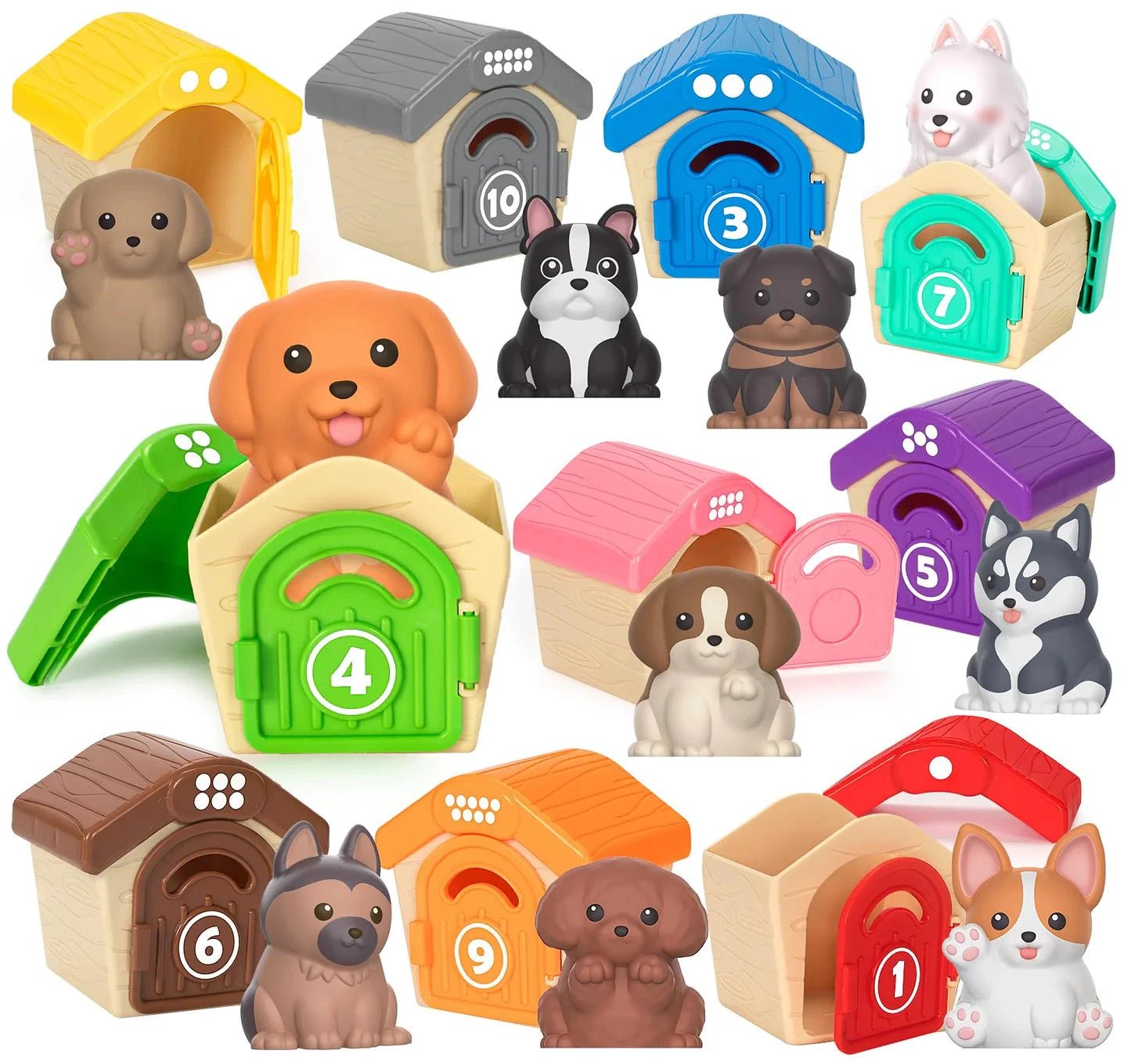 Aigybobo - Dogs and Doghouses Play Set