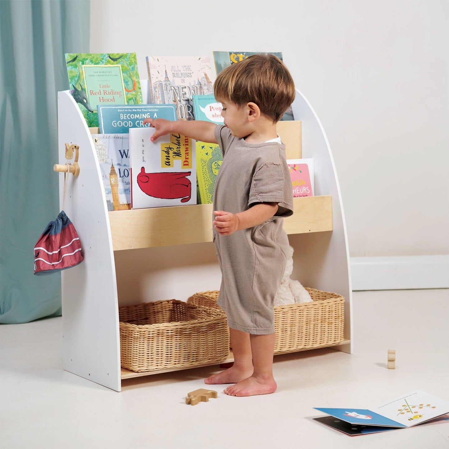 Forest Kids Bookcase - natural wood bookcase for the nursery with books
