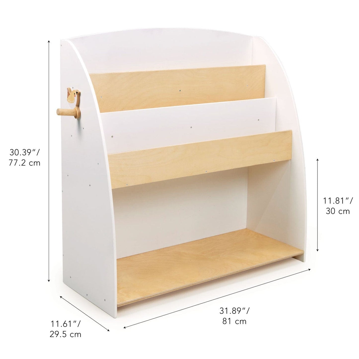 Forest Kids Bookcase - natural wood bookcase for the nursery dimensions