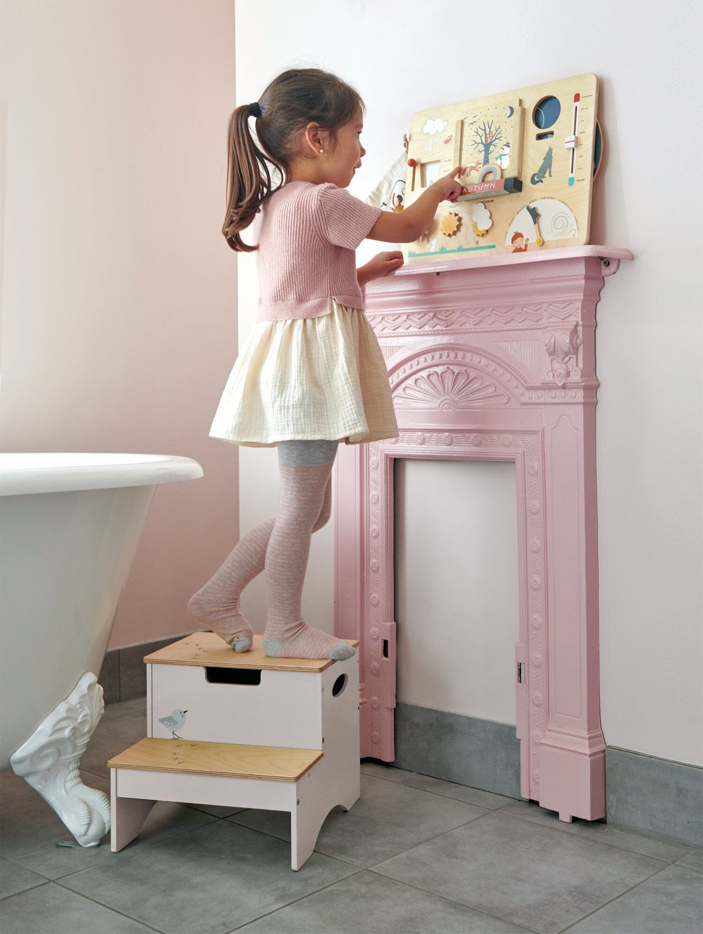 Forest Steps Childrens Wooden Step Stool with storage compartment