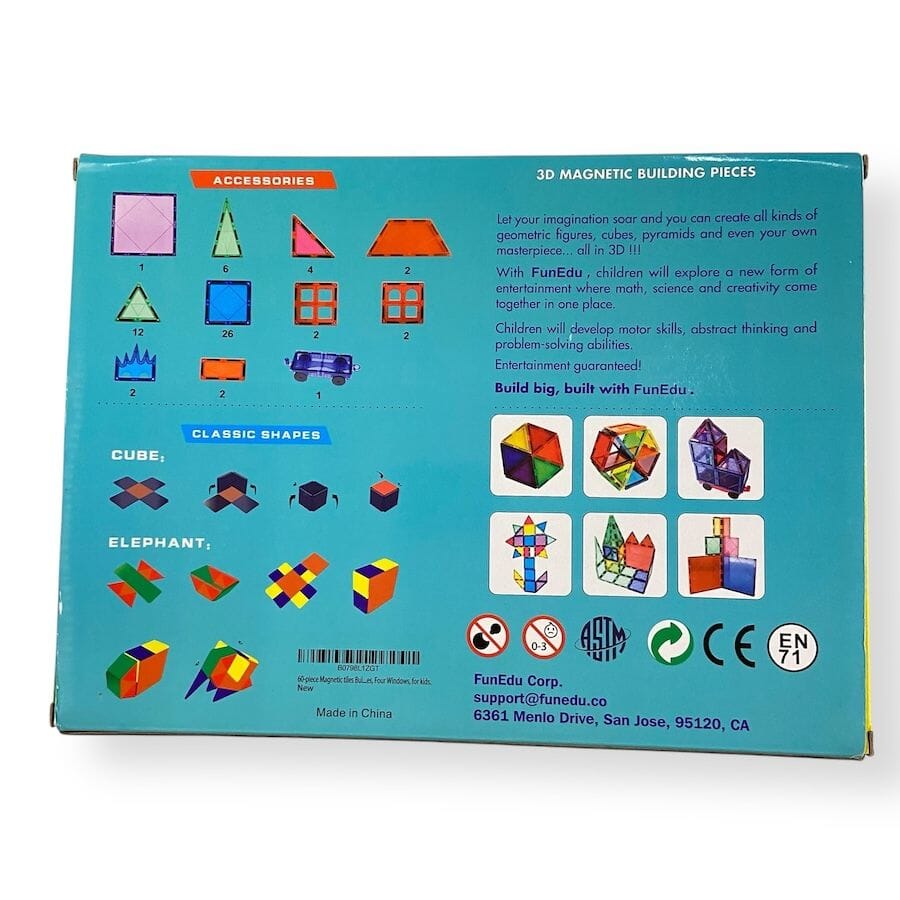 FunEdu Magnetic Building Tiles - 60 pcs Toys