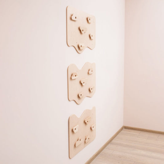 Woodandhearts Home Climbing Wall 6 Panel Set Natural Wood
