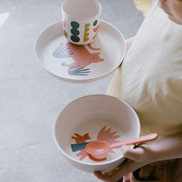 Illustrated Bamboo Kid Set - Tiger dinner sets