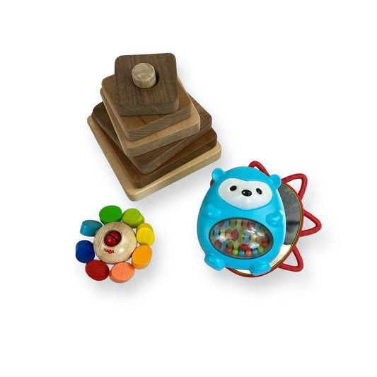 Infant Toy Bundle with Rattle and Stacker Toys 