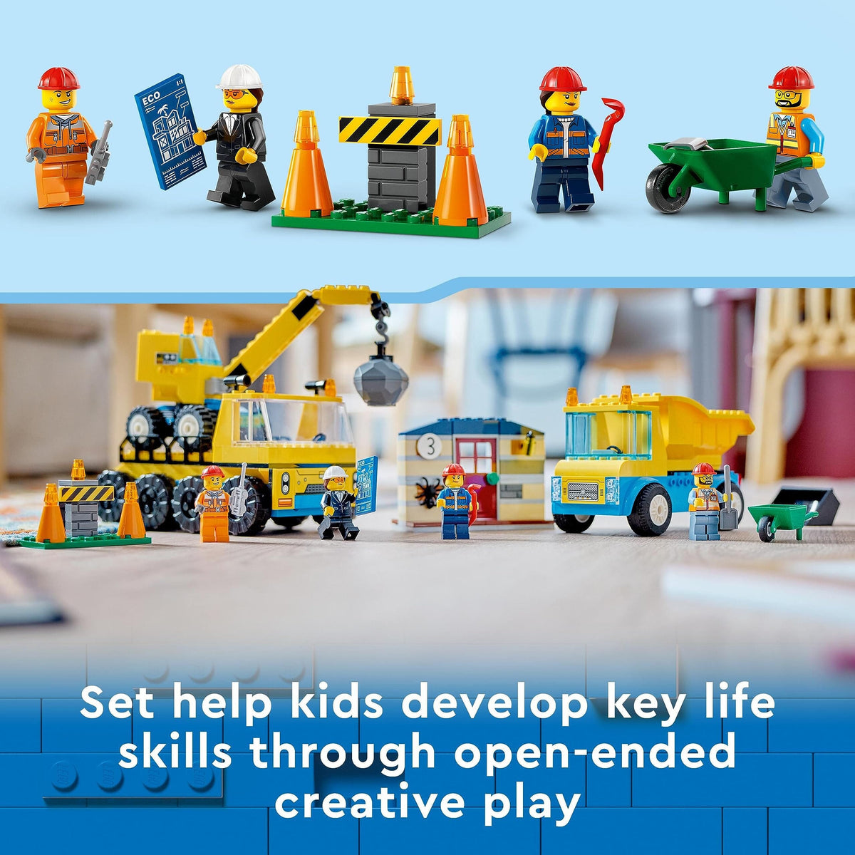 LEGO City Construction Trucks and Wrecking Ball Crane 60391