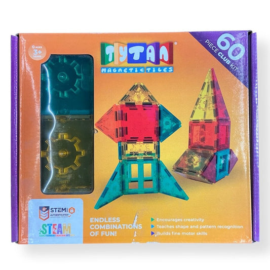 Tytan Tiles - Magnetic Tile Building Set – 60 - Pc Club Kit
