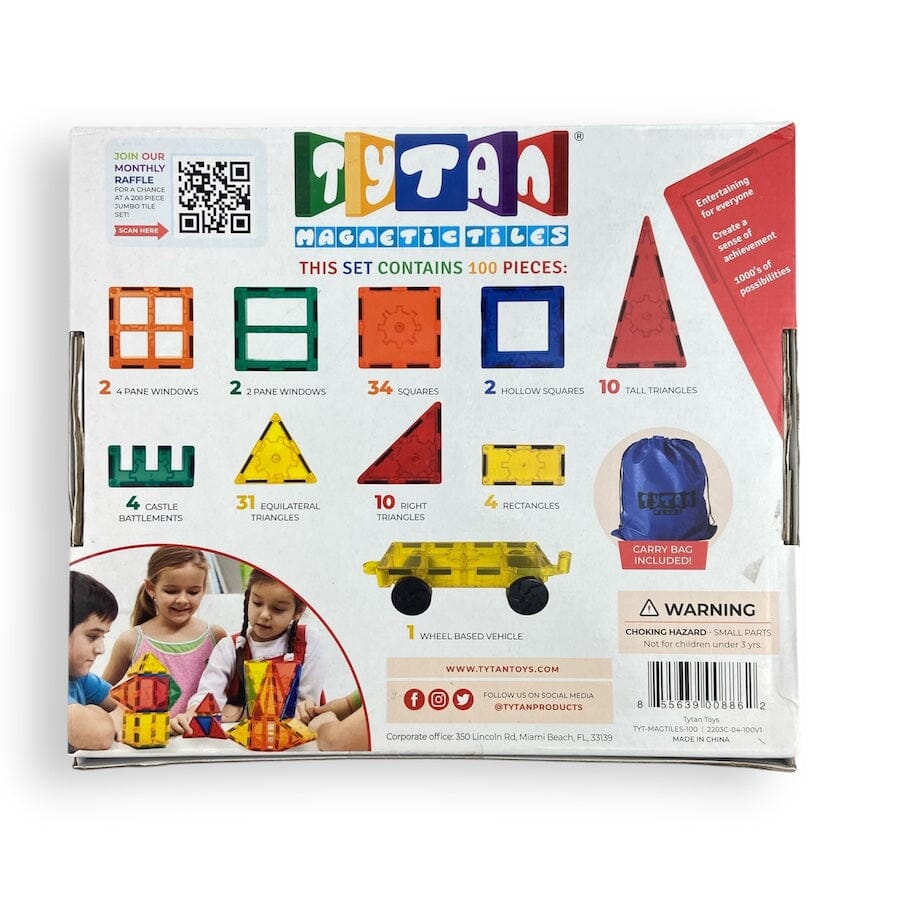 Magnetic Tiles Building Blocks by TYTAN Toys rear packaging