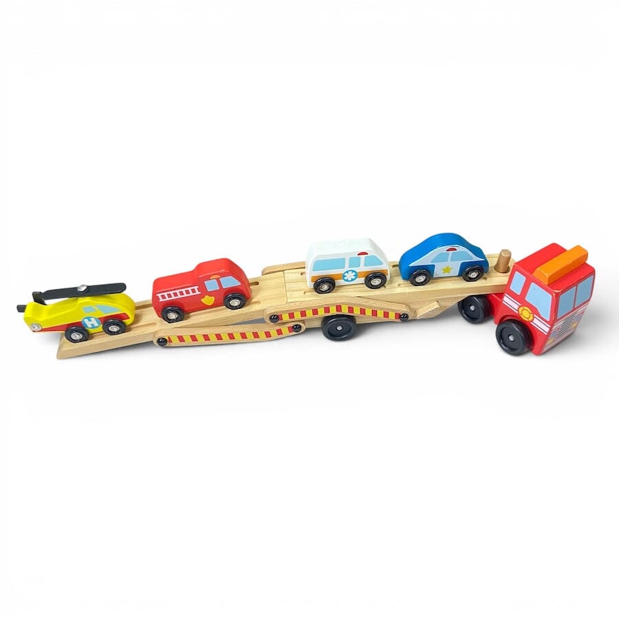 Melissa & Doug Emergency Vehicle Carrier Wooden Set Toys