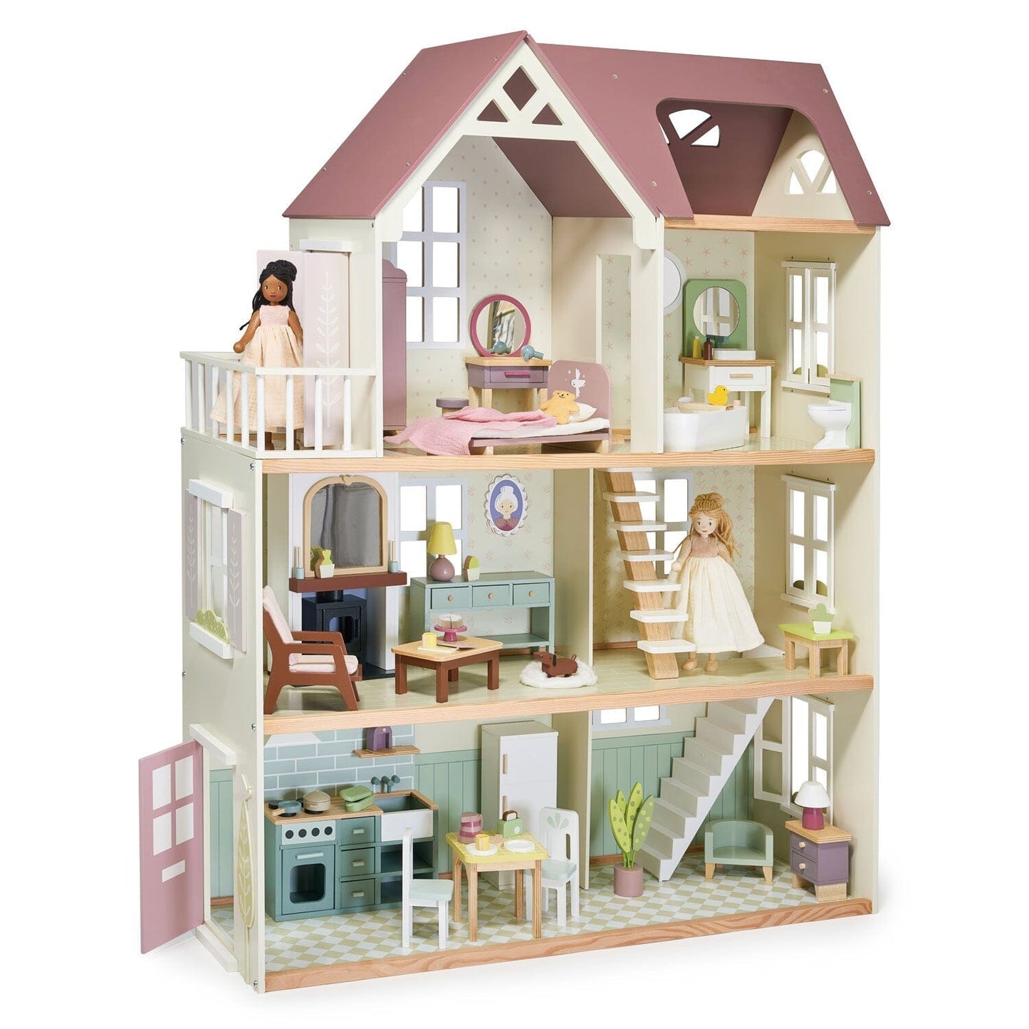 Wood dollhouse with furniture Tender Leaf Mulberry Mansion