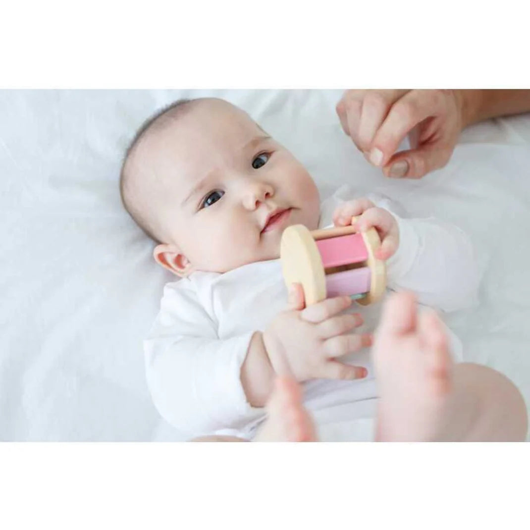 Baby plays with PlanToys Roller