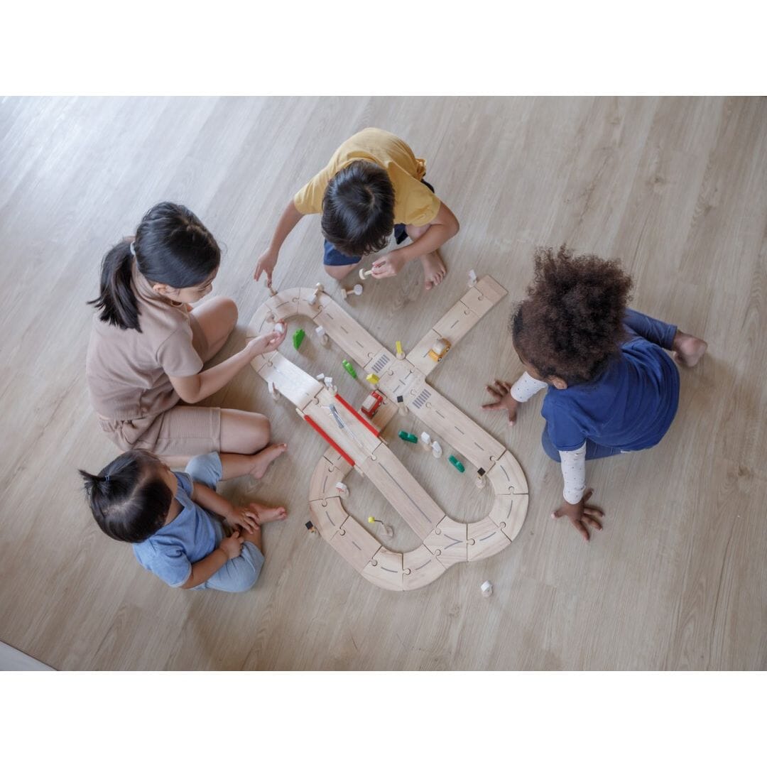PlanToys Rubber Road & Rail Set - Medium Toys