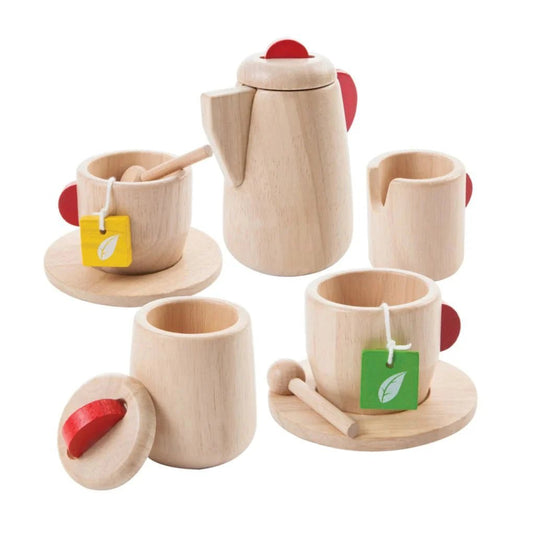 PlanToys - PlanToys Tea Set Natural and Red