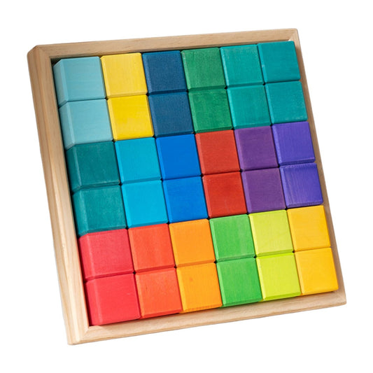 Green Elephant Home and Toys - Rainbow Mosaic Building Blocks in Primary Colors - 36 Pc