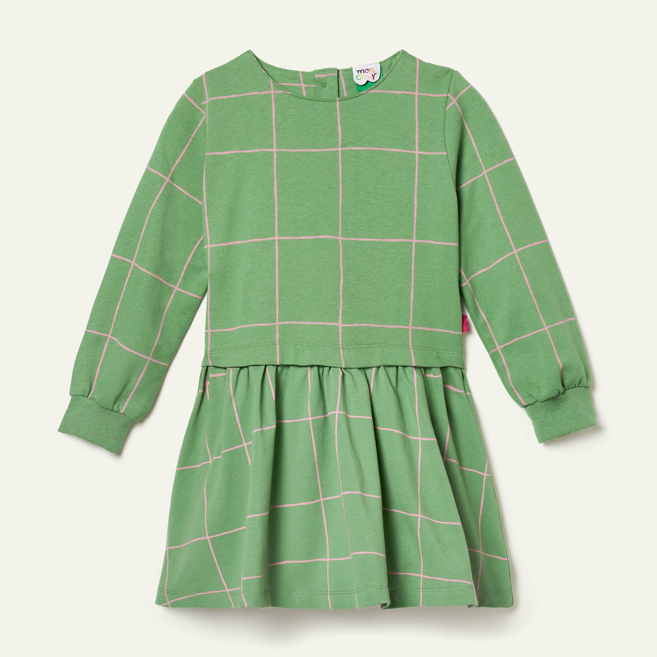 Recycled Cotton and Jersey Grid Dress 4Y