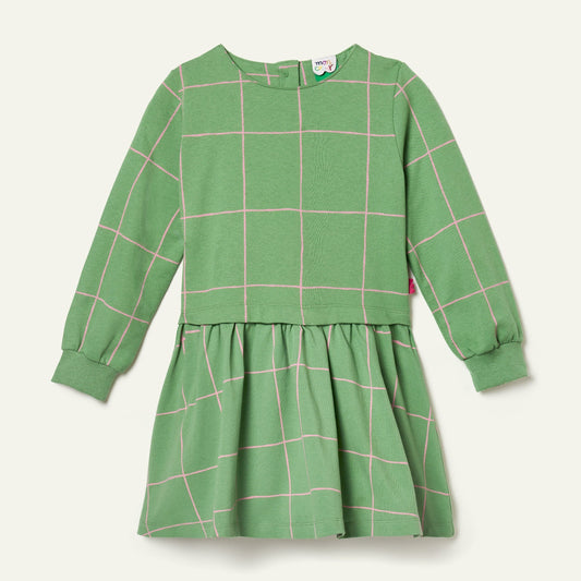 Recycled Cotton and Jersey Grid Dress Dresses