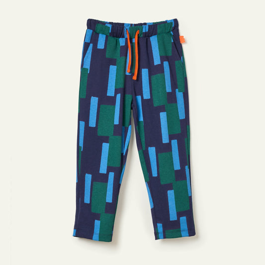 Recycled Cotton Blue Block Jogger Joggers