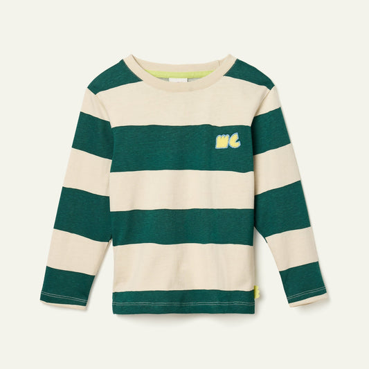 Recycled Cotton Green Rugby Stripe T-Shirt T-Shirt