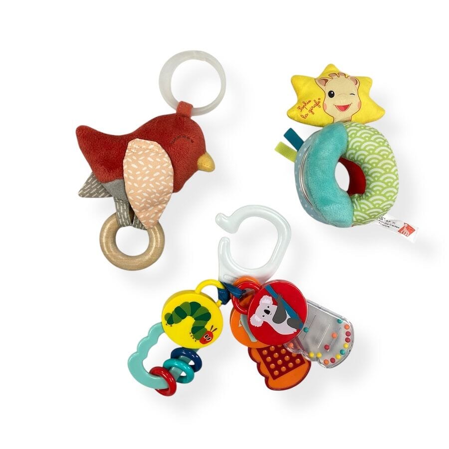 Sensory Baby Toy Bundle with Sophie Toys and play mat hanging toys
