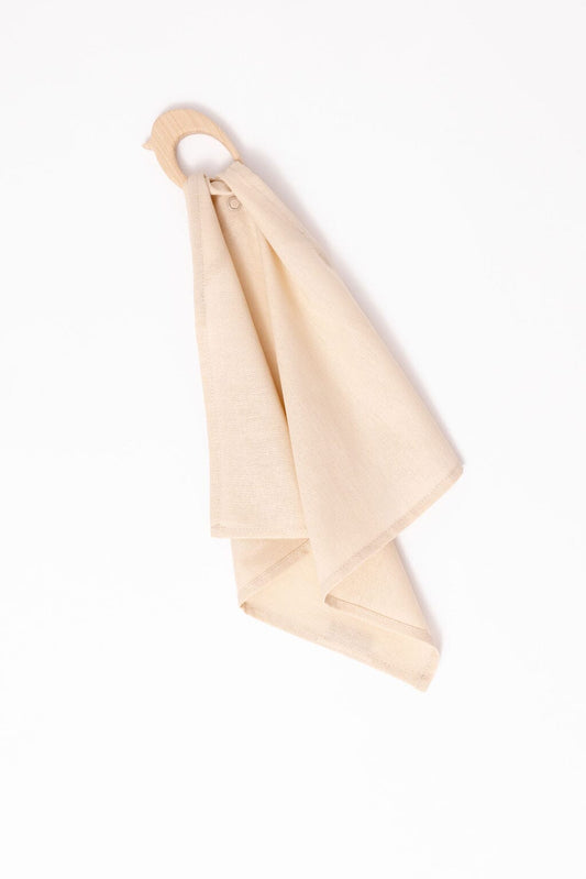 Sparrow - Linen + Maple Ring Teether Baby Soothers
