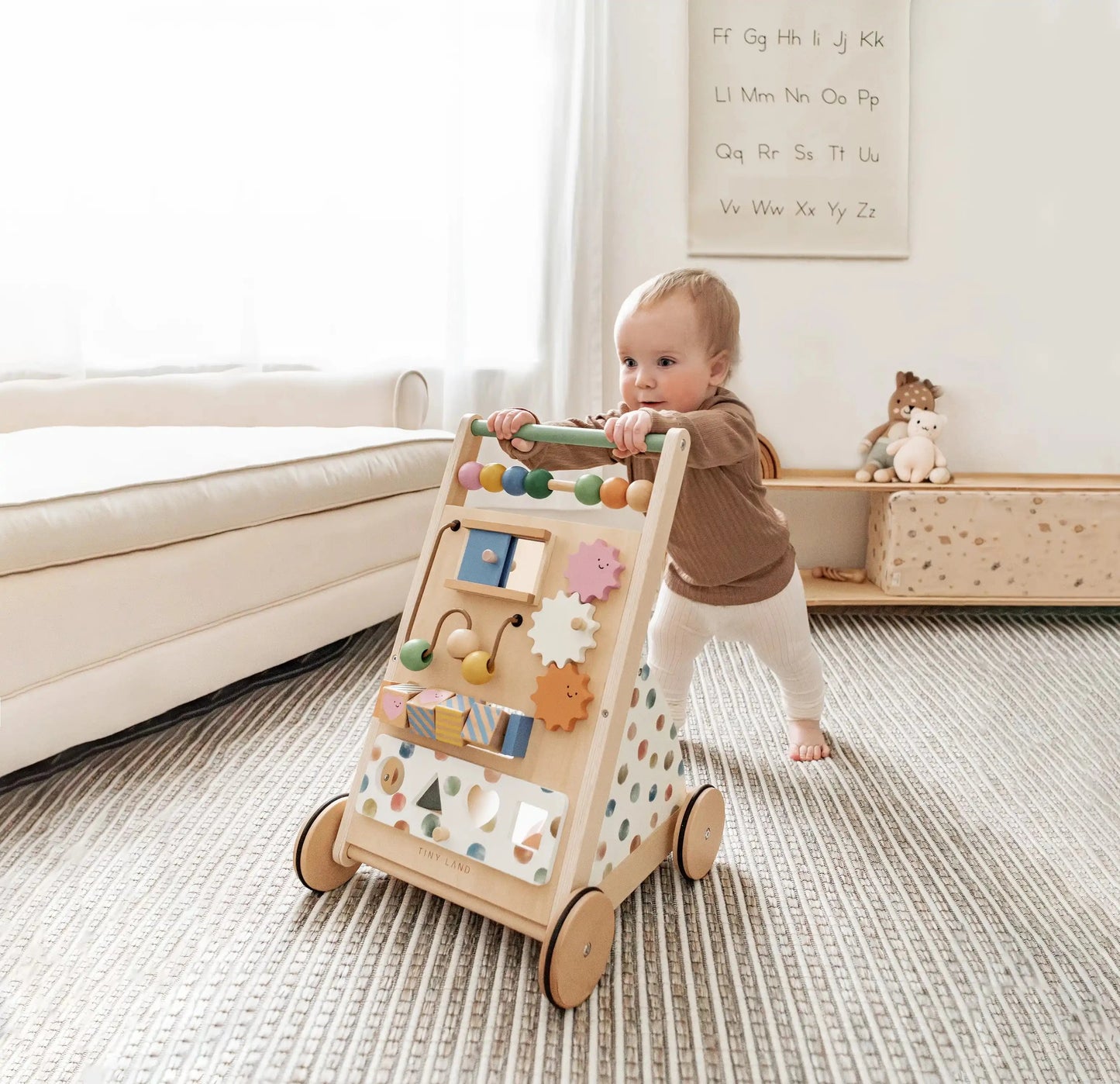 Tiny Land® Versatile Natural Wooden Baby Walker baby walker