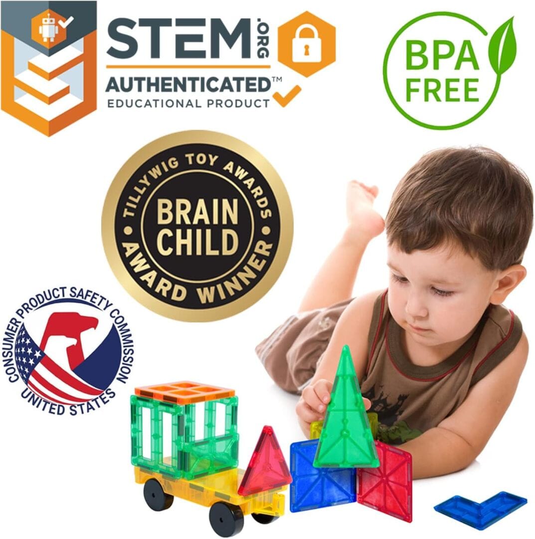 Tytan Tiles 220 - Pc Magnetic Building Tiles Set STEM Authentication seal.