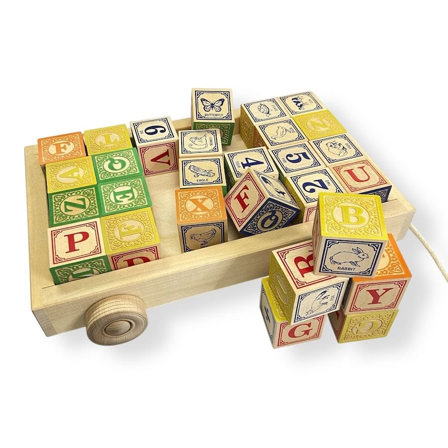 Uncle Goose Classic ABC Blocks with Wagon Toys