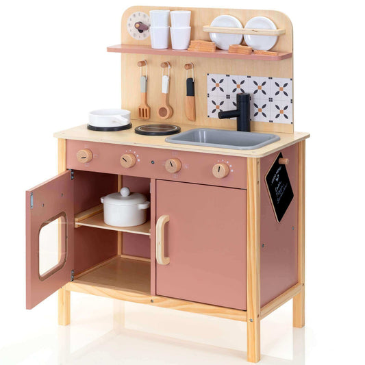 Wooden Play Kitchen And Accessories Toys side view