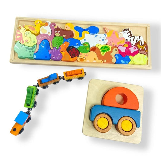 Wooden Toy Bundle Train & Puzzles Toys