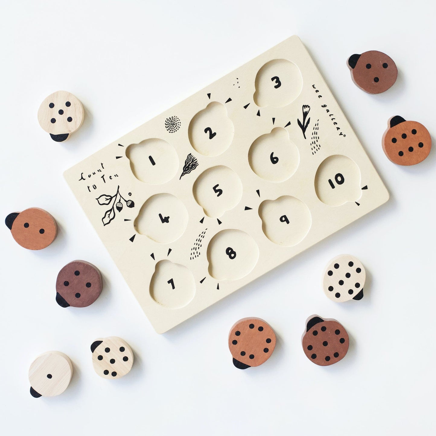 Wooden Tray Puzzle - Count to 10 Ladybugs Puzzle