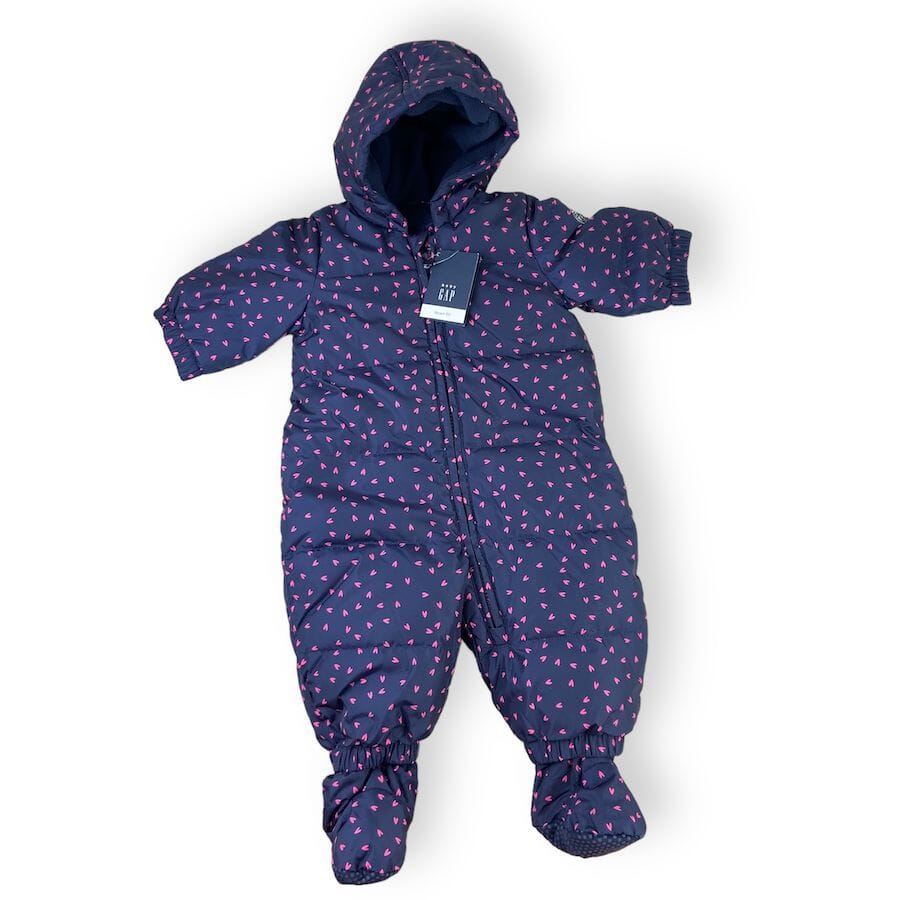 Baby Gap Navy Heart Print Snowsuit 0-6M Clothing