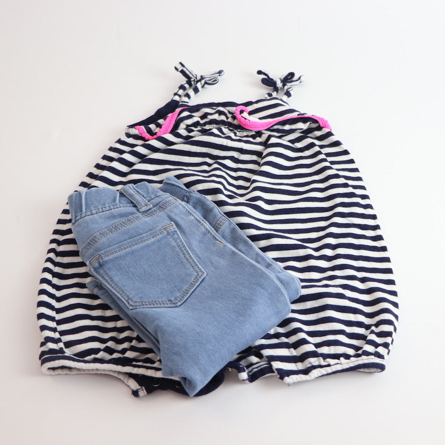 Baby Gap Romper and Jeans 6-12M