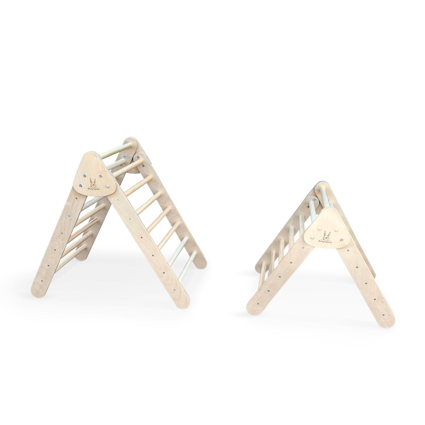 Child plays on Bunny Hopkins Pikler Climbing Triangle sizes