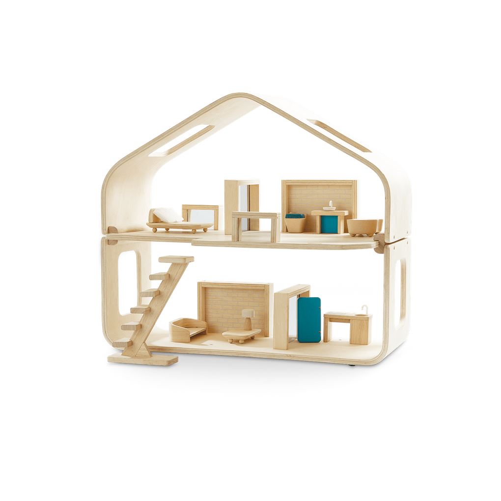 Mid century modern dollhouse with furniture