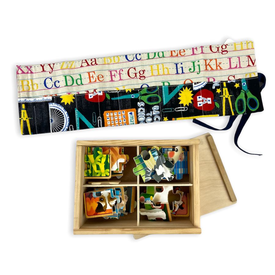 Crayon Holder and Wooden Puzzle Set