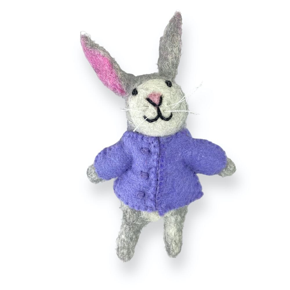 Felt Bunny Finger Puppet Toys Purple Jacket
